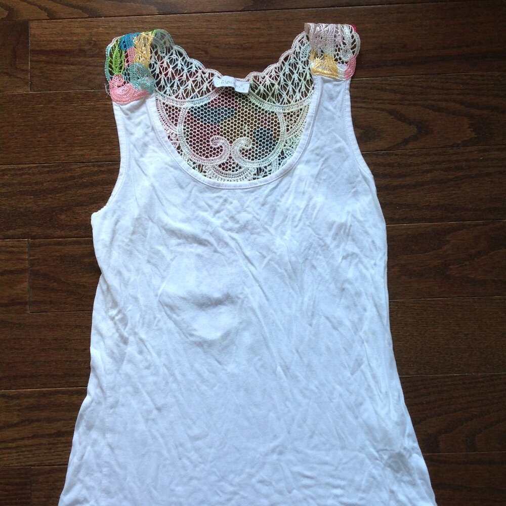 White tank with embroidered back